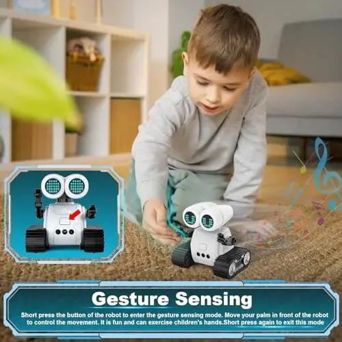 Hamourd Robot Toys for 3 Years Old Boys Girls- Robots with Walkie-Talkie Function, Gesture Sensing, Flexible Head & Arms, Programming Motion, Dance Moves, Music, and Shining LED Eyes, Kids Toys Gifts - 6