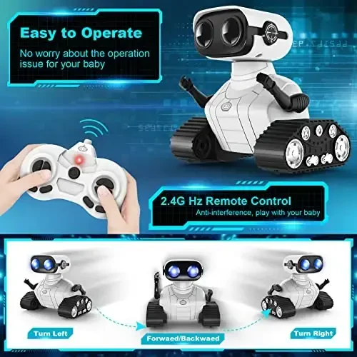 Hamourd Robot Toys for 3 Years Old Boys Girls- Rechargeable Remote Control Robots, Emo Robot with Auto-Demonstration, Flexible Head & Arms, Dance Moves, Music, and Shining LED Eyes, Kids Toys Gifts - 4
