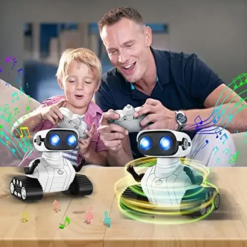 Hamourd Robot Toys for 3 Years Old Boys Girls- Rechargeable Remote Control Robots, Emo Robot with Auto-Demonstration, Flexible Head & Arms, Dance Moves, Music, and Shining LED Eyes, Kids Toys Gifts - 6