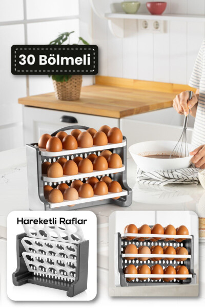 30 Bölmeli Yumurta Rafı Saklama Kabı Antrasit - BDD-133 - 3