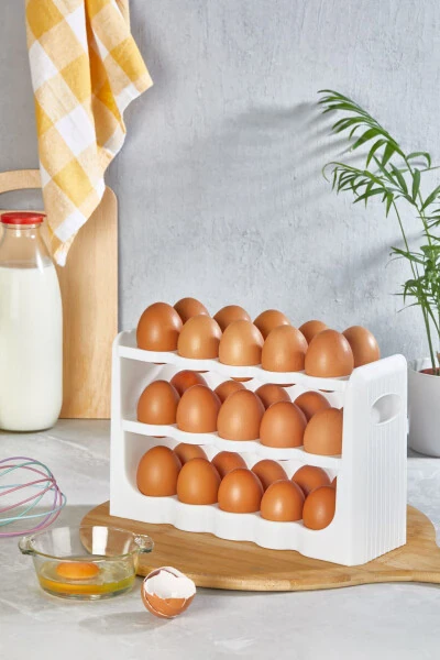 30 Compartment Egg Box 3 Tier Egg Holder Refrigerator Organizer Storage Container - PAZARIKA (1)