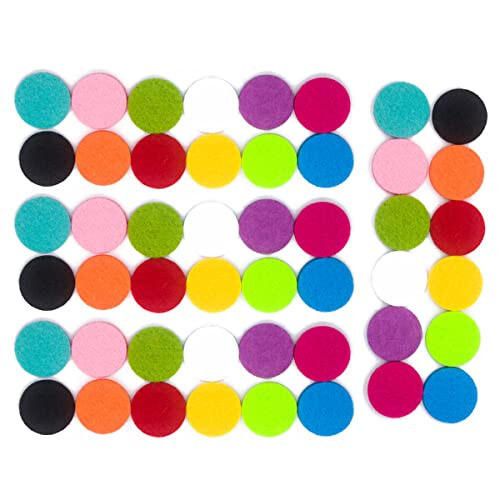 48PCS Replacement Refill Pads (22mm/0.87Inch Diameter) for 30mm Car Diffuser Vent Clips Diffuser Bracelet Necklace Pendant Locket, 12 Colors Unscented Replacement Aroma Felt Pads - Nadiho