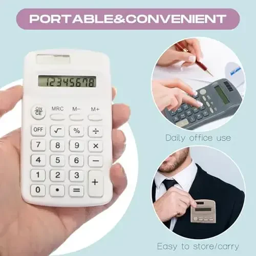30 Pack Pocket Calculator Small Battery Powered Bulk Mini Size 4 Function Hand Held Basic Calculator for Students Kids School Home Office(Multicolor) - 5