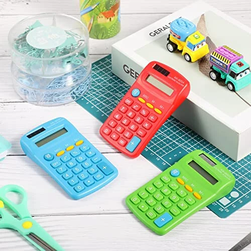 30 Pack Pocket Calculator Small Battery Powered Calculator Bulk Mini Size 4 Function Calculator Hand Held Basic Calculator for Students Kids School Home Office (Green, Red, Blue) - 6