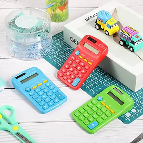 30 Pack Pocket Calculator Small Battery Powered Calculator Bulk Mini Size 4 Function Calculator Hand Held Basic Calculator for Students Kids School Home Office (Green, Red, Blue) - 6