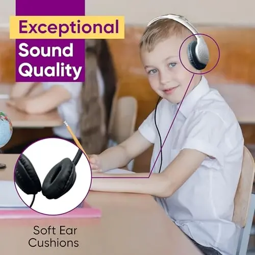 300 Pack Bulk Kablolu Kulak Üstü Deri Kulaklık, 3,5 mm Konnektörlü, Çoklu - 6