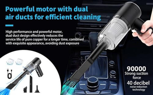 3000PA Powerful Suction Handheld Vacuum Cleaner, Car Vacuum Cleaner, Cordless Vacuum Cleaner Hair Dryer 2 in 1 Portable Vacuum Cleaner, Suitable for Car Keyboard Cleaning and Home Cleaning - 6