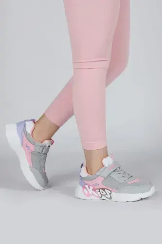 30013 Light Gray - Pink Girls Sneaker Daily Sports Shoes - Light Gray - JUMP (1)
