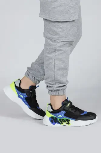 30013 Qora - Ko'k Uniseks Bolalar Sneaker Kunlik Sport Poyafzallari - JUMP (1)