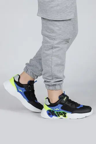 30013 Qora - Ko'k Uniseks Bolalar Sneaker Kunlik Sport Poyafzallari - JUMP (1)