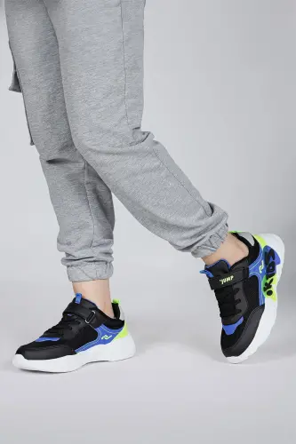 30013 Siyah - Mavi Üniseks Çocuk Sneaker Günlük Spor Ayakkabı - Siyah - Mavi - 4