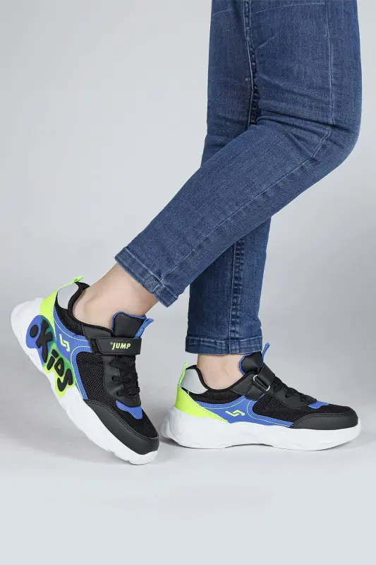 30013 Siyah - Mavi Üniseks Çocuk Sneaker Günlük Spor Ayakkabı - Siyah - Mavi - 5