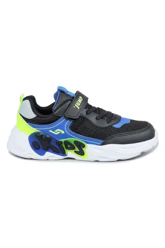 30013 Siyah - Mavi Üniseks Çocuk Sneaker Günlük Spor Ayakkabı - Siyah - Mavi - 6
