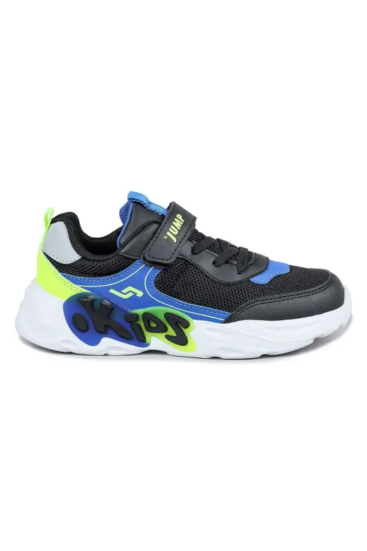 30013 Siyah - Mavi Üniseks Çocuk Sneaker Günlük Spor Ayakkabı - Siyah - Mavi - 6