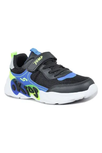 30013 Siyah - Mavi Üniseks Çocuk Sneaker Günlük Spor Ayakkabı - Siyah - Mavi - 7