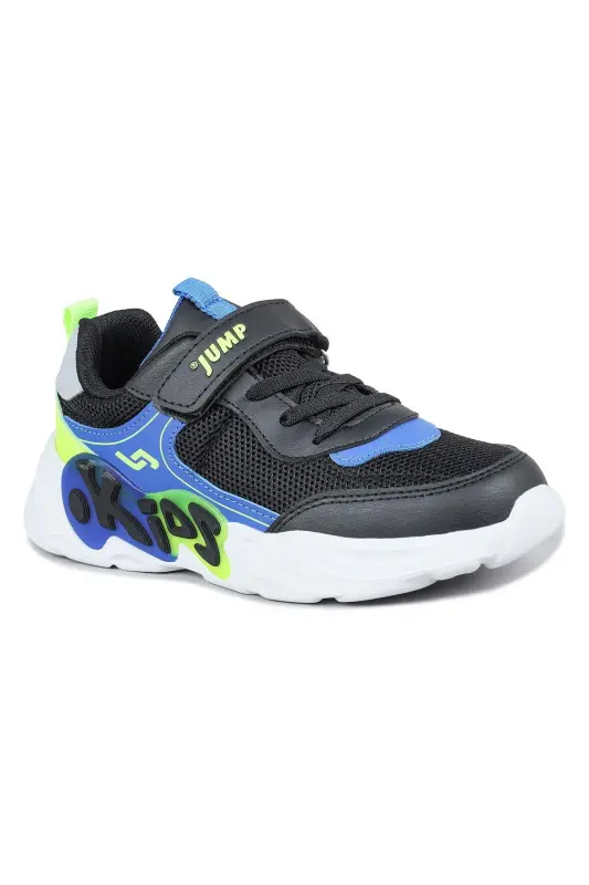 30013 Siyah - Mavi Üniseks Çocuk Sneaker Günlük Spor Ayakkabı - Siyah - Mavi - 7