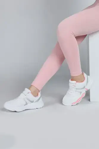30037 Beyaz - Pembe Kız Çocuk Sneaker Günlük Spor Ayakkabı-Beyaz - 3