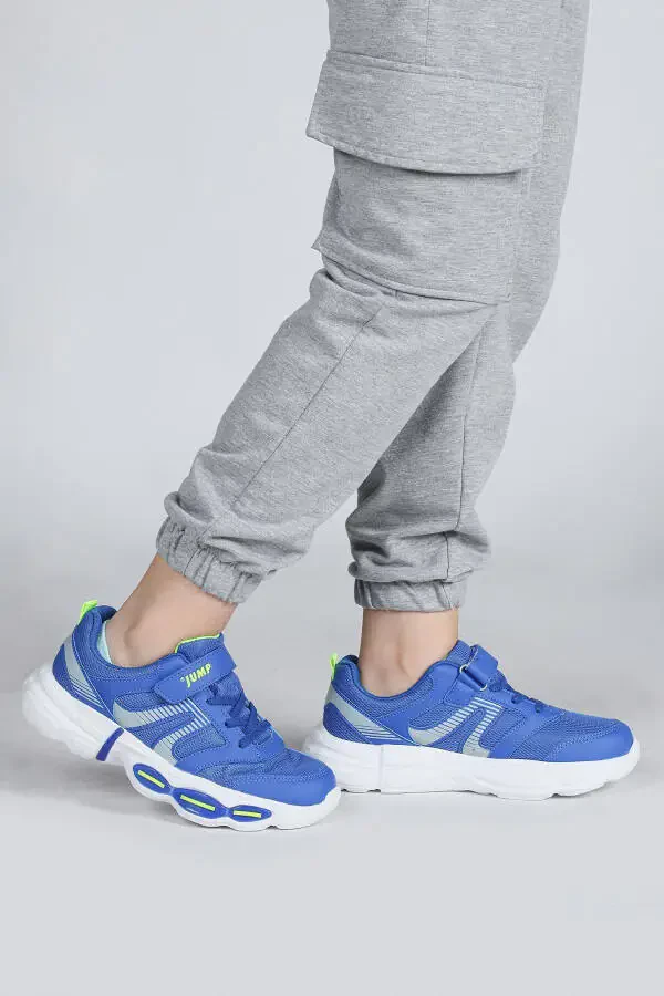 30037 Mavi - Neon Yeşil Erkek Çocuk Sneaker Günlük Spor Ayakkabı-Mavi - 2