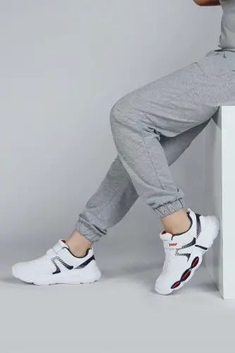 30037 Oq - Ko'k unisex bolalar krossovkasi kundalik sport poyabzali - Oq - 3