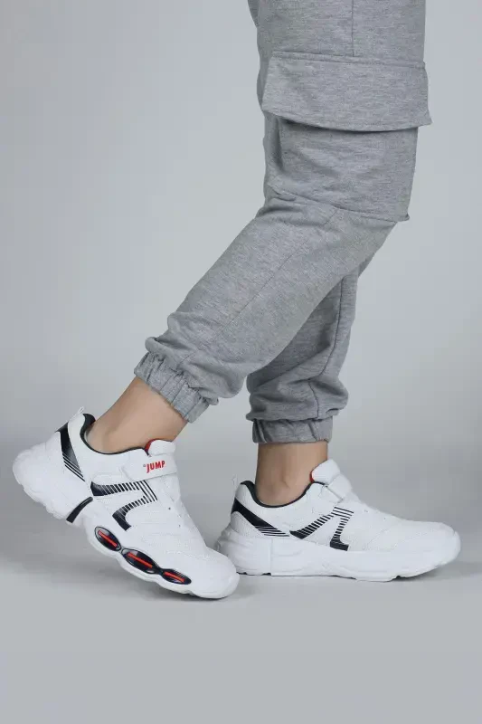 30037 White - Navy Unisex Kids Sneaker Casual Sports Shoe-White - 2