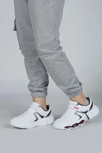 30037 White - Navy Unisex Kids Sneaker Casual Sports Shoe-White - 5