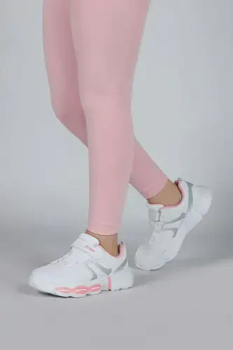 30037 White - Pink Girls Sneaker Daily Sports Shoes-White - 4