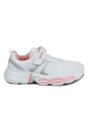 30037 White - Pink Girls Sneaker Daily Sports Shoes-White - 6