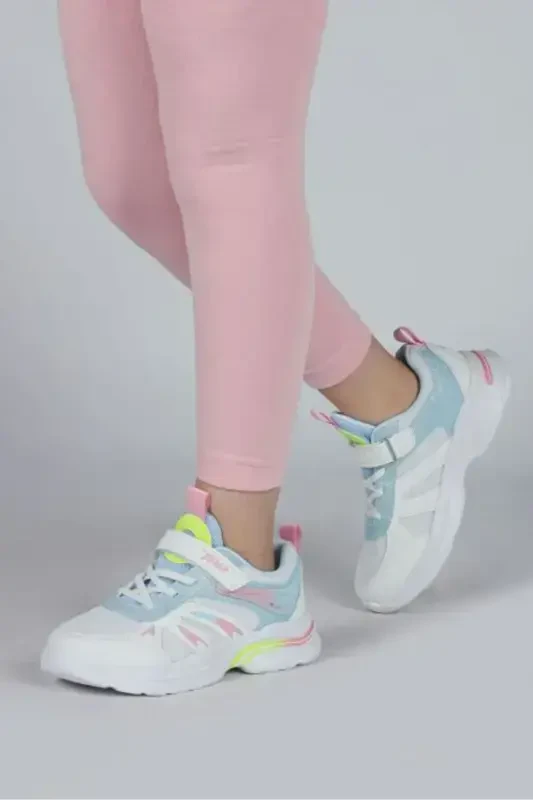 30053 Oq - Pushti Qiz Bolalar Sneaker Kundalik Sport Poyafzali - 6