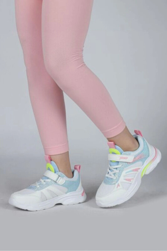 30053 Oq - Pushti Qiz Bolalar Sneaker Kundalik Sport Poyafzali - JUMP
