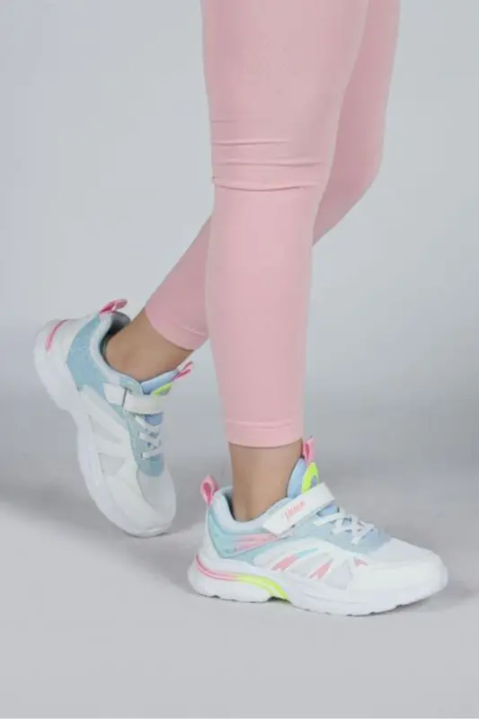 30053 Oq - Pushti Qiz Bolalar Sneaker Kundalik Sport Poyafzali - 7