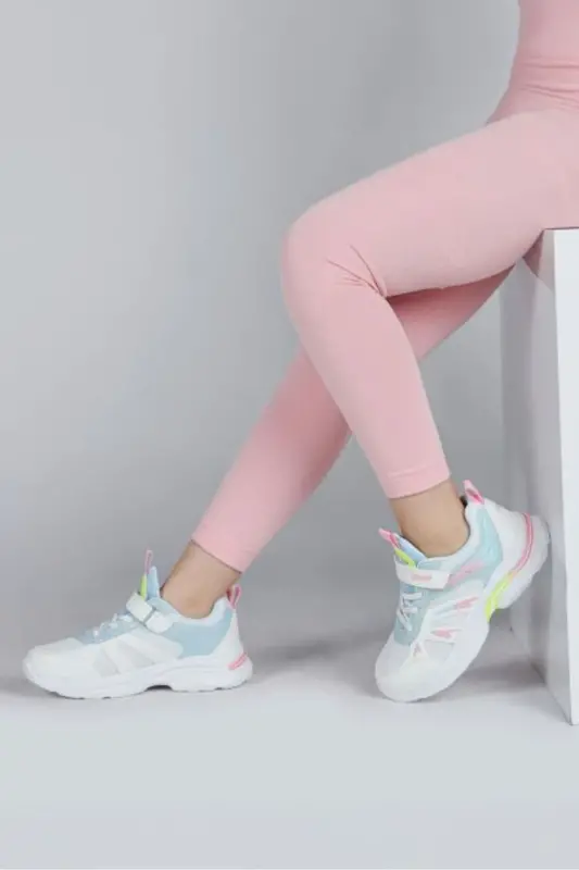 30053 Oq - Pushti Qiz Bolalar Sneaker Kundalik Sport Poyafzali - 8