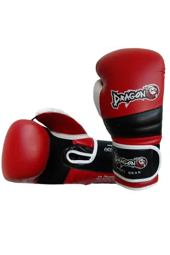 300963 DragonDo Attack 6 Boks Kıck Boks Muay Thai Eldiveni BAT2000 Bandajlı set-Kırmızı - 4