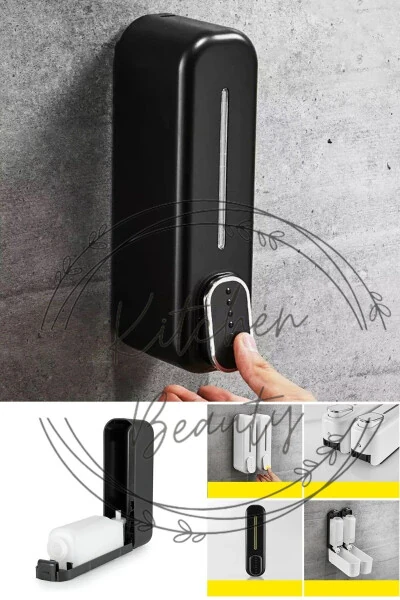 300ml Liquid Soap Dispenser Wall Mounted Manual Soap Dispenser Bathroom Shampoo Shower Dispenser Black - Kitchen Beauty (1)