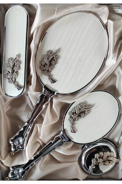 301 Bridal Dowry Gift Mirror Comb Set 2 Leaf - CAMOMILE