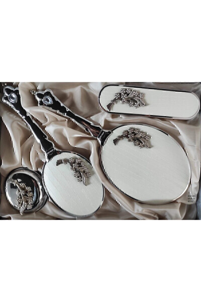 301 Bridal Dowry Gift Mirror Comb Set 2 Leaf - CAMOMILE (1)