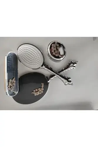 301 Свадебный Подарочный Набор Зеркало и Расческа в приданное, 2 листика-СИНИЙ - 3