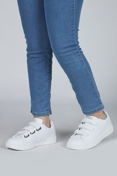 30110 Beyaz Cırtlı Üniseks Çocuk Sneaker Günlük Spor Ayakkabı - Beyaz - 5