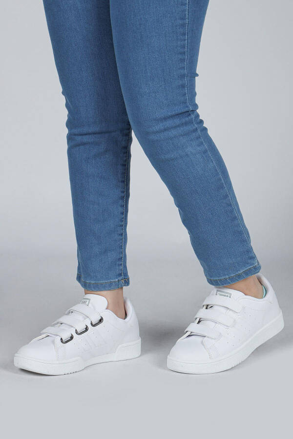 30110 Beyaz Cırtlı Üniseks Çocuk Sneaker Günlük Spor Ayakkabı - Beyaz - 5