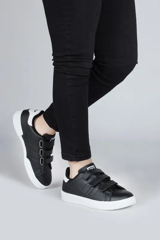 30110 Black Velcro Unisex Child Sneaker Daily Sports Shoe-Black - 4