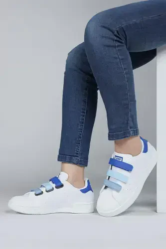 30110 Blue - White Velcro Boys Sneaker Daily Sports Shoes-Blue - 1