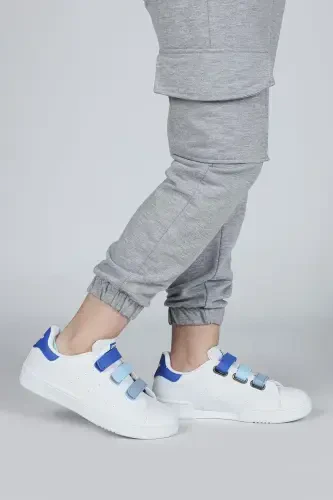 30110 Blue - White Velcro Boys Sneaker Daily Sports Shoes-Blue - JUMP (1)