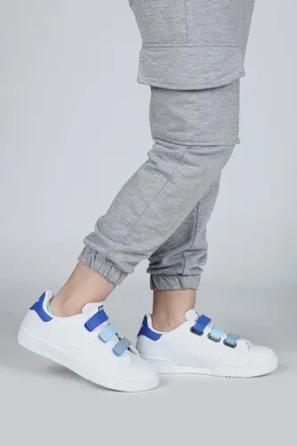 30110 Blue - White Velcro Boys Sneaker Daily Sports Shoes-Blue - JUMP (1)