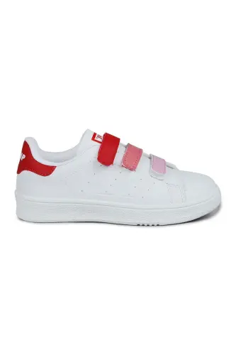 30110 Kırmızı - Beyaz Cırtlı Kız Çocuk Sneaker Günlük Spor Ayakkabı - Kırmızı - Beyaz - 6