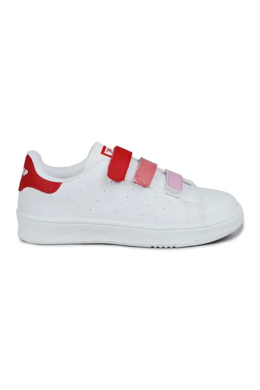 30110 Kırmızı - Beyaz Cırtlı Kız Çocuk Sneaker Günlük Spor Ayakkabı - Kırmızı - Beyaz - 6