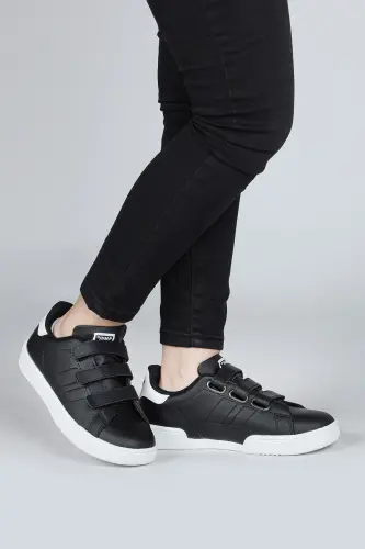 30110 Qora Velcro Unisex Bolalar Sneaker Kundalik Sport Oyoq Kiyimi - Qora - 2