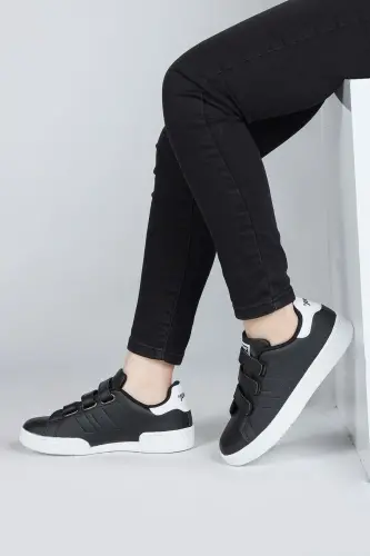 30110 Qora Velcro Unisex Bolalar Sneaker Kundalik Sport Oyoq Kiyimi - Qora - 3