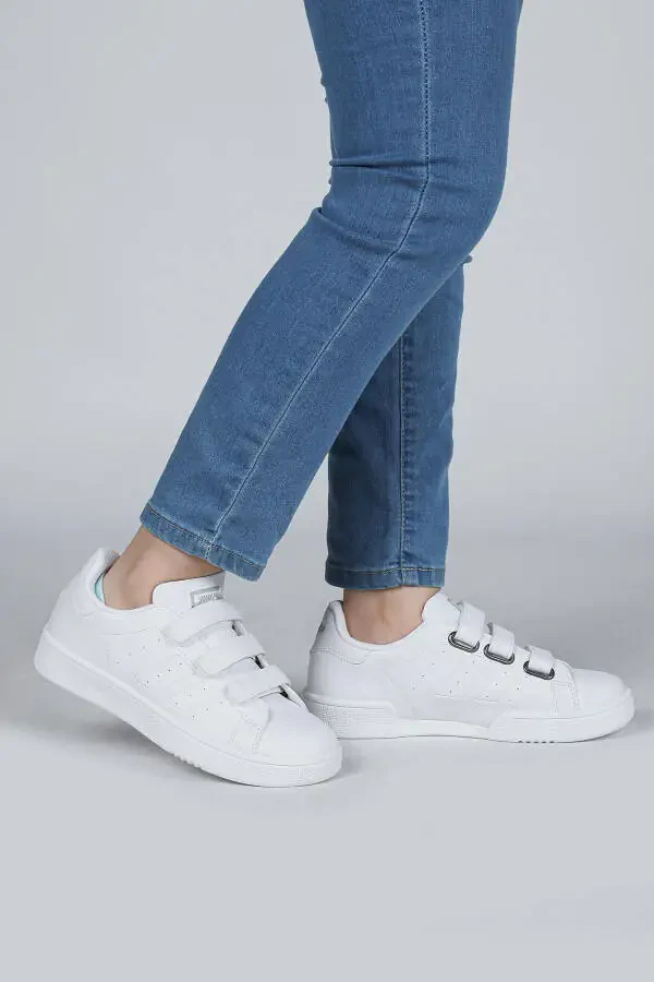 30110 White Velcro Unisex Kids Sneaker Casual Sports Shoes - 1