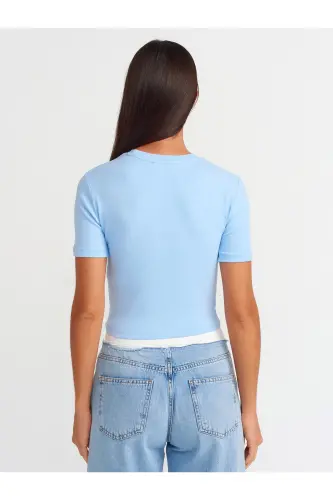 30124 Crop T-Shirt-Açık Mavi-Açık Mavi - DILVIN (1)