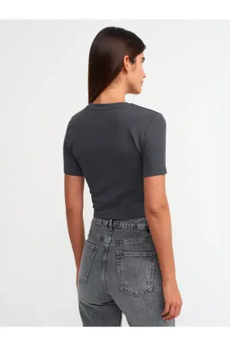 30124 Crop T-shirt - Anthracite - DILVIN (1)