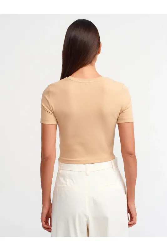 30124 Crop T-shirt - Beige - 2